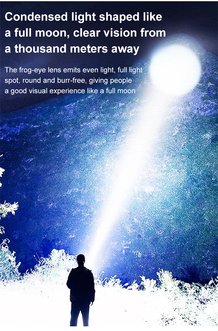 LED flashlight with rechargeable battery and power display