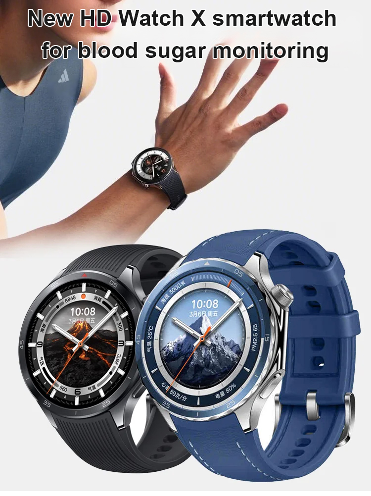 New HD Watch X Smart Blood Glucose Meter Smartwatch front view