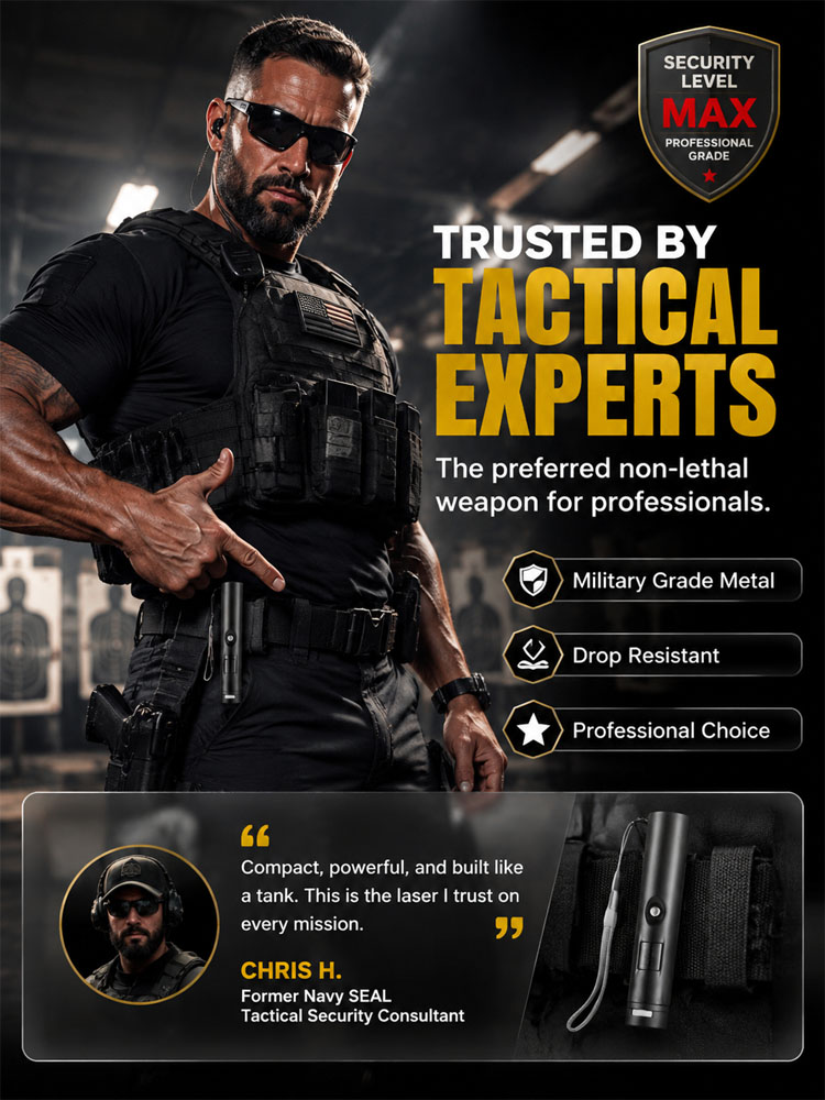Military-Grade Tactical Red/Green Laser | Ignites at 1000℃, remotely removes foreign objects. Illumination distance up to 1000 yards!