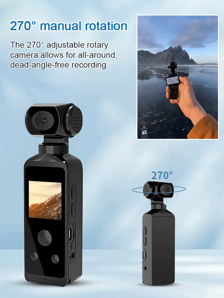 【270 degree rotation】Handheld pocket camera