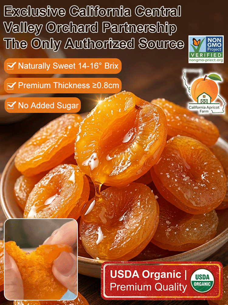 <Limited 20-Day Harvest >🍑 Organic California Apricots: Ultra-Thick, Juicy & Soft✨