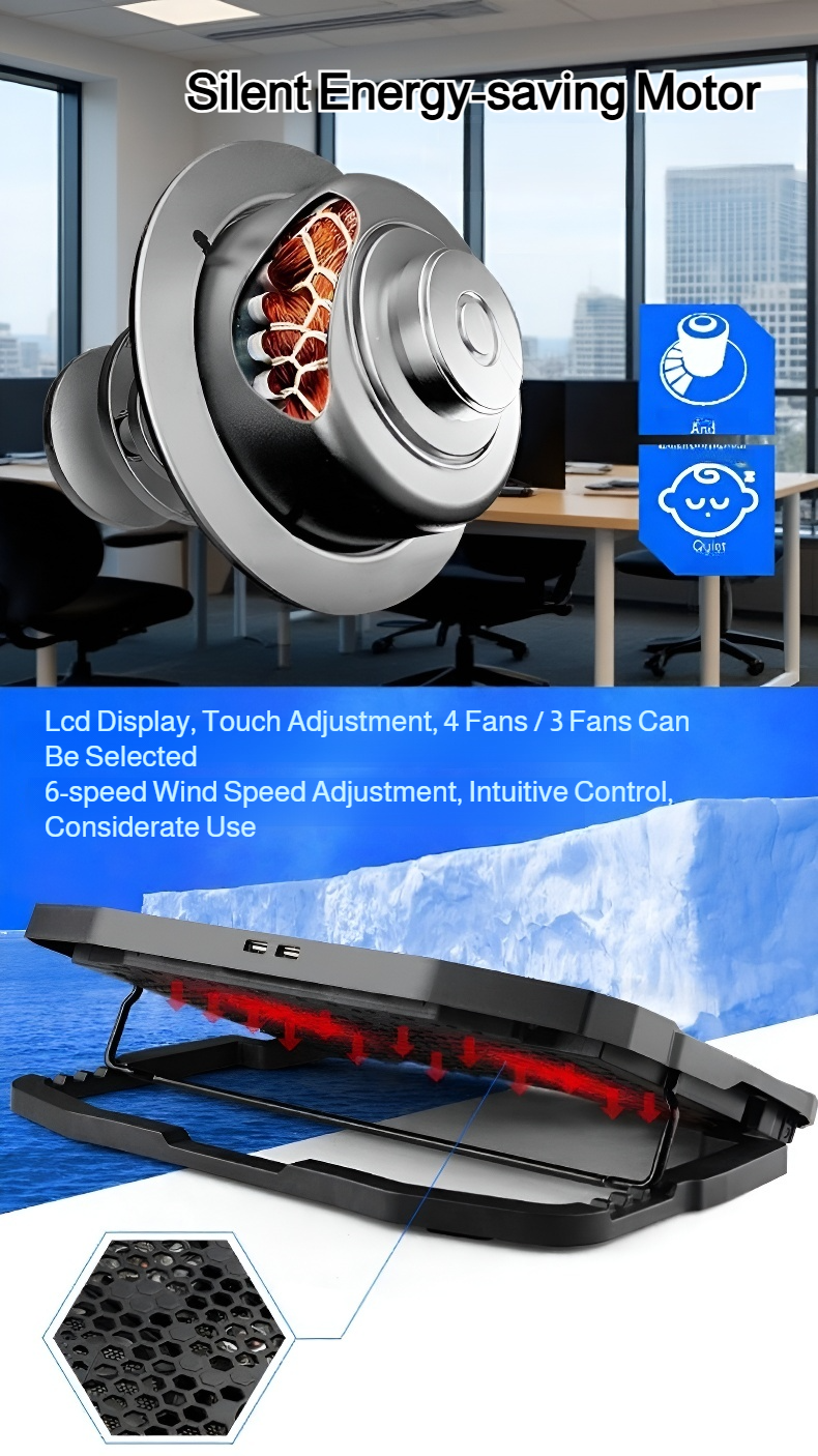 Laptop cooling fan with multi-level speed adjustment