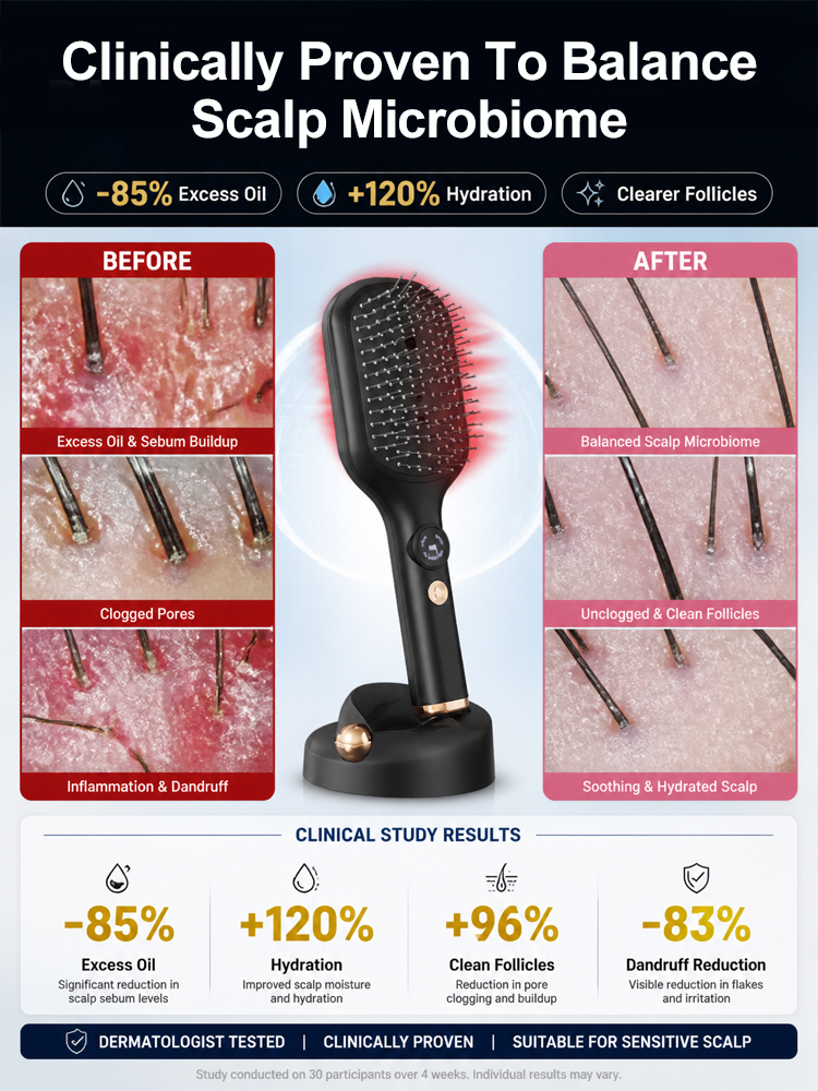 Clinical-Grade Red Light Therapy Scalp Massager | Hair Regrowth & Nano-Oil Infusion System