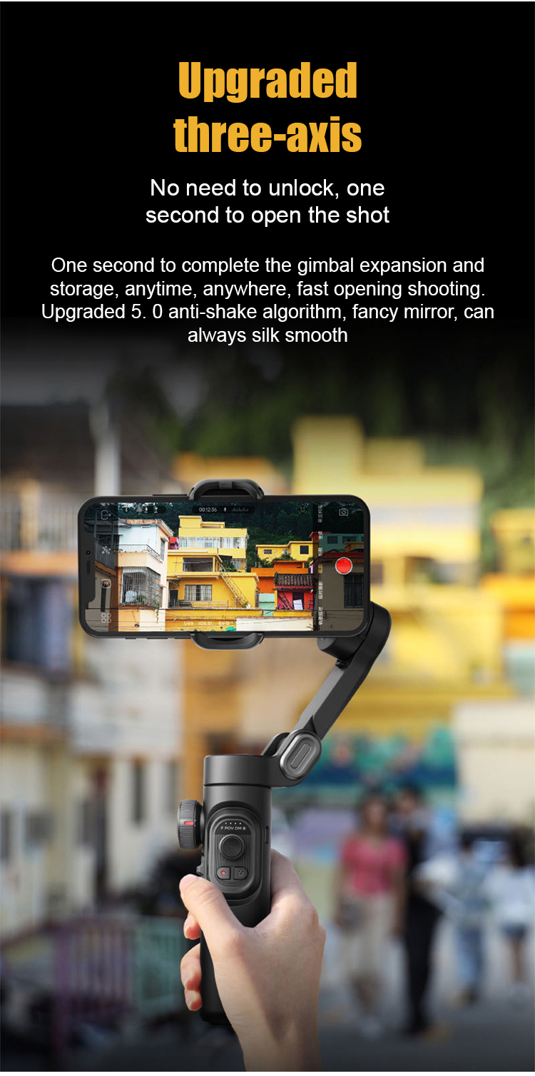 Foldable handheld gimbal for travel and outdoor use