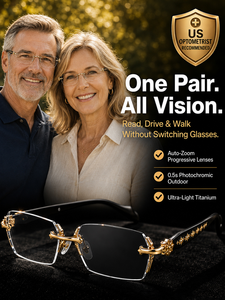【German Tech & Diamond-Cut Luxury】💎 3-in-1 Autofocus Reading Glasses (Photochromic) 👓 Buy 1 Get 1 FREE, Anti-Blue Light, 20-Year Durability!