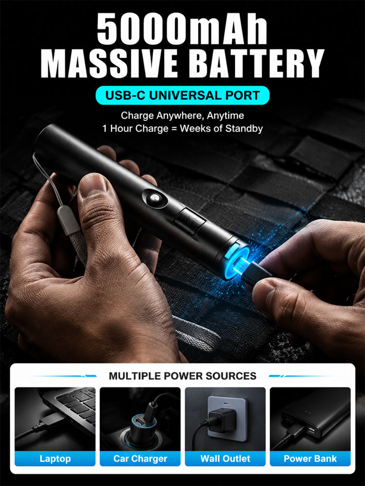 Military-Grade Tactical Red/Green Laser | Ignites at 1000℃, remotely removes foreign objects. Illumination distance up to 1000 yards!