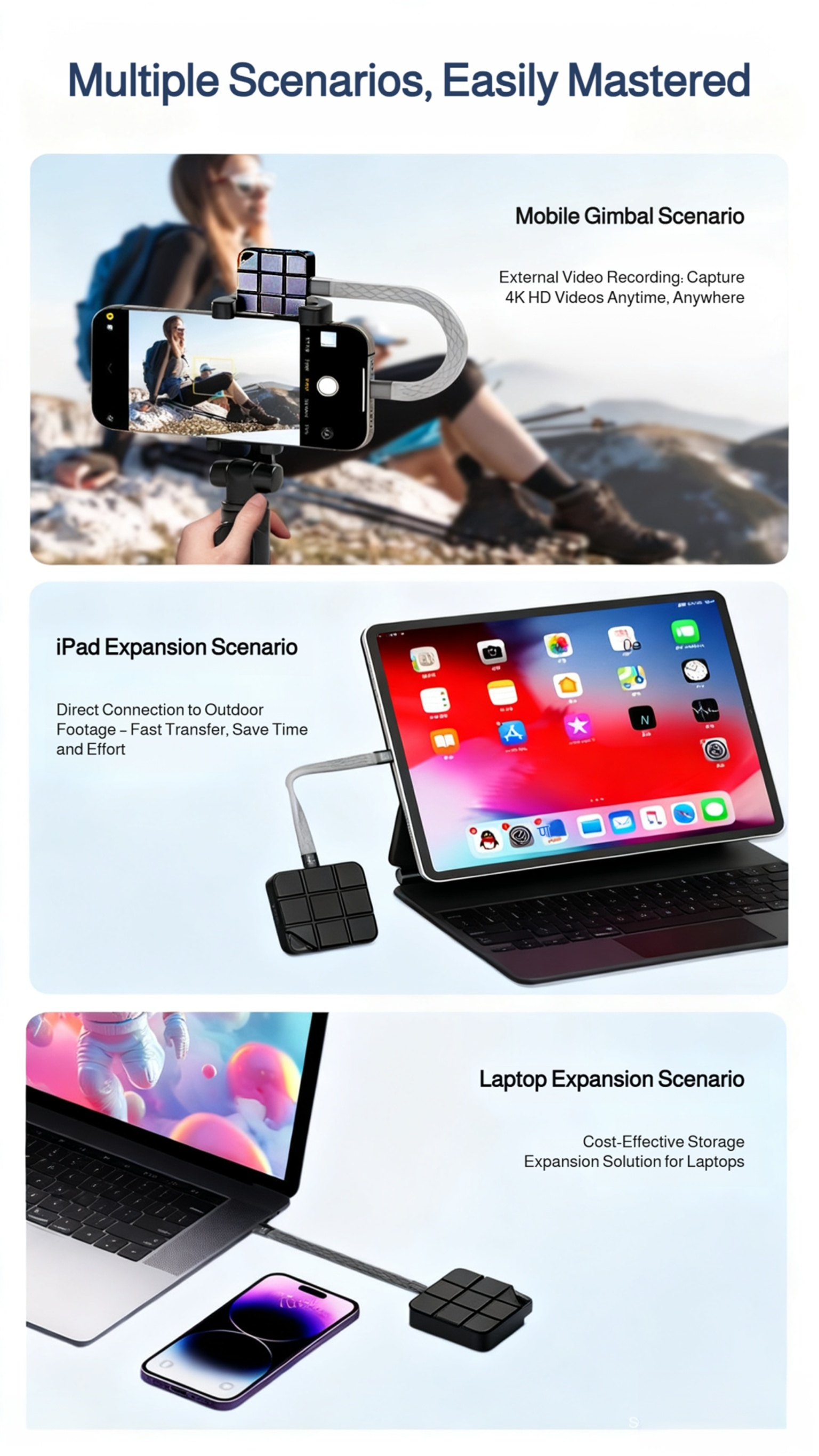 Plug-and-play 2000MBs external SSD with universal compatibility