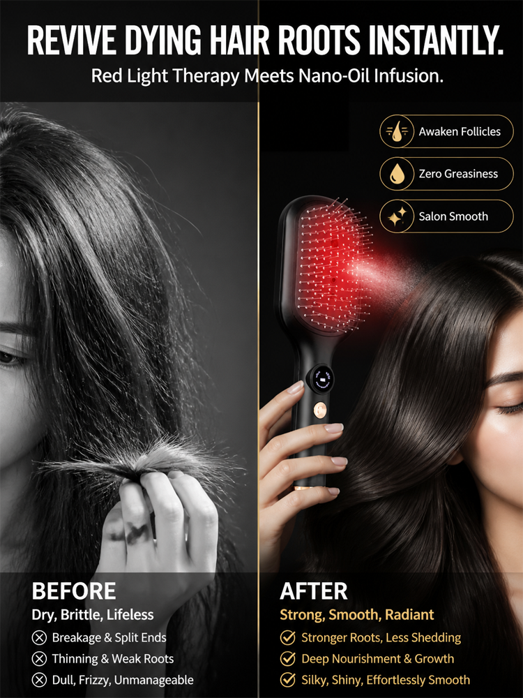 Clinical-Grade Red Light Therapy Scalp Massager | Hair Regrowth & Nano-Oil Infusion System