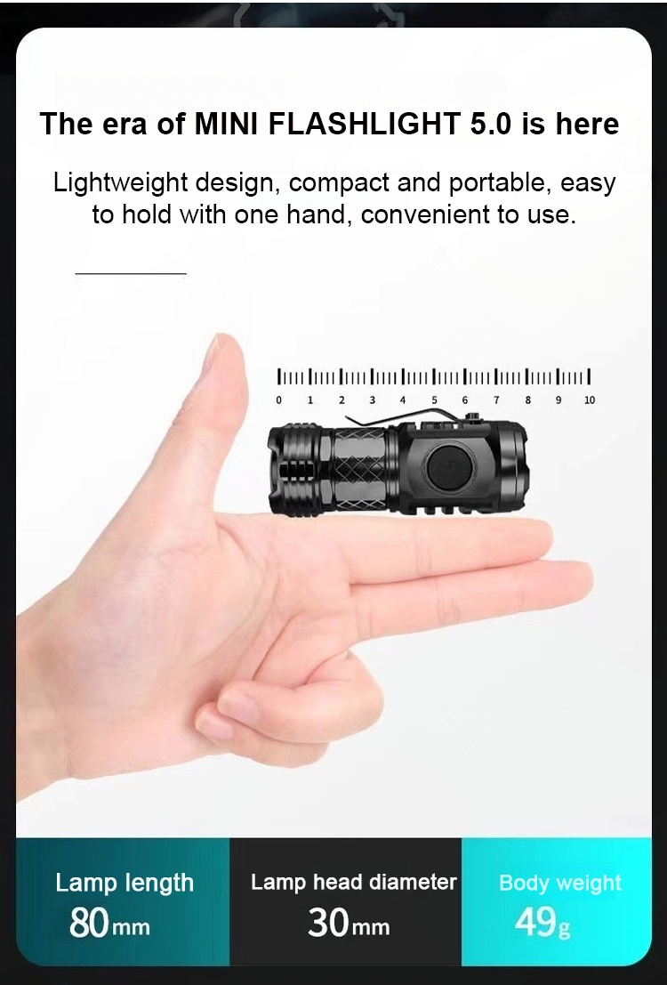 Portable mini flashlight attached to keychain