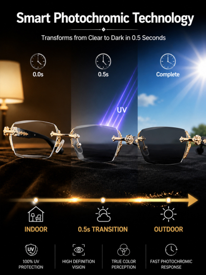【German Tech & Diamond-Cut Luxury】💎 3-in-1 Autofocus Reading Glasses (Photochromic) 👓 Buy 1 Get 1 FREE, Anti-Blue Light, 20-Year Durability!