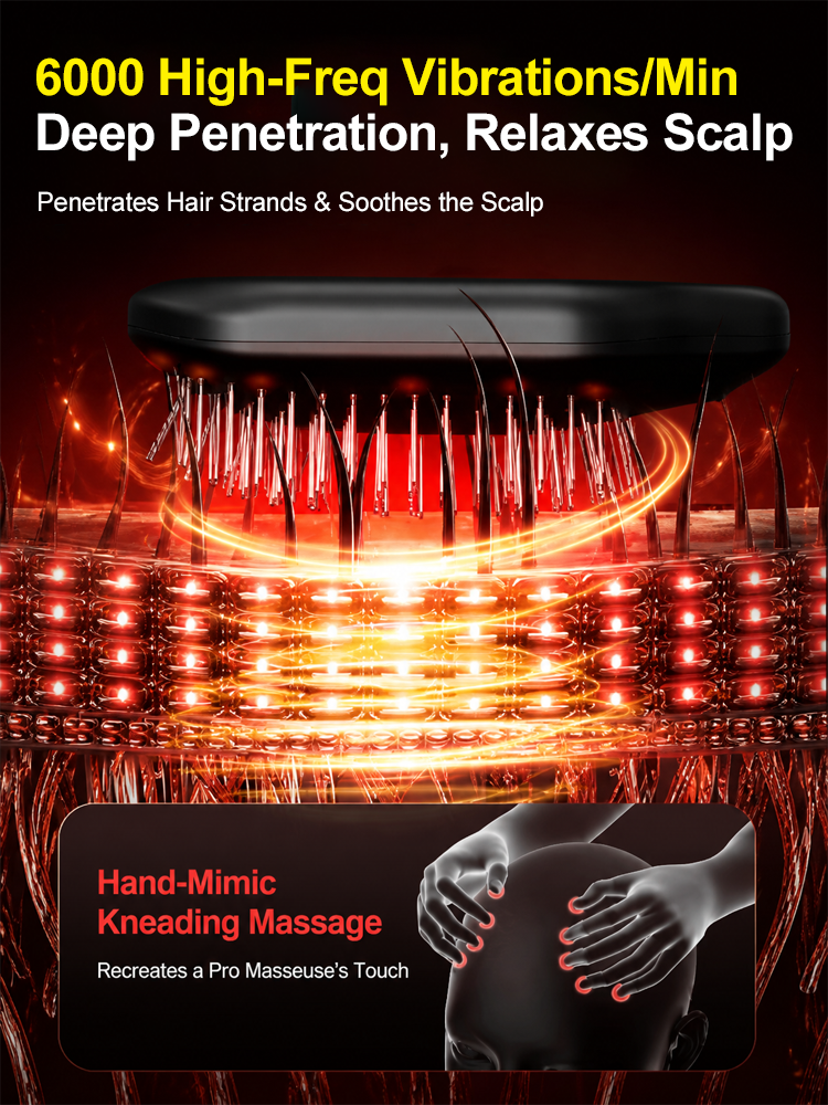 Clinical-Grade Red Light Therapy Scalp Massager | Hair Regrowth & Nano-Oil Infusion System