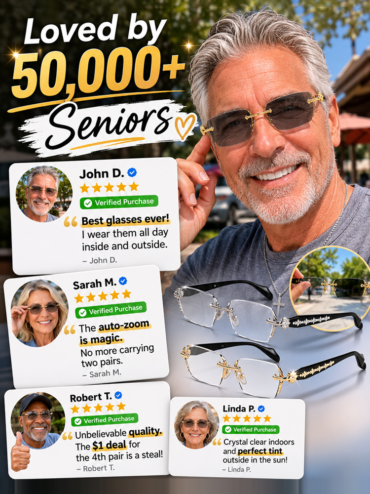 【German Tech & Diamond-Cut Luxury】💎 3-in-1 Autofocus Reading Glasses (Photochromic) 👓 Buy 1 Get 1 FREE, Anti-Blue Light, 20-Year Durability!