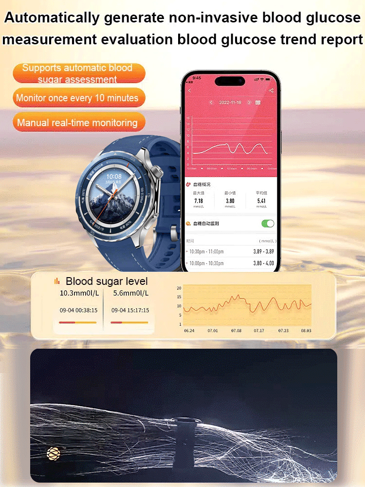 New HD Watch X Smart Blood Glucose Meter Smartwatch