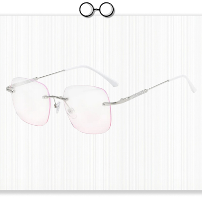 Stylish Rimless Reading Glasses with Blush Accent 