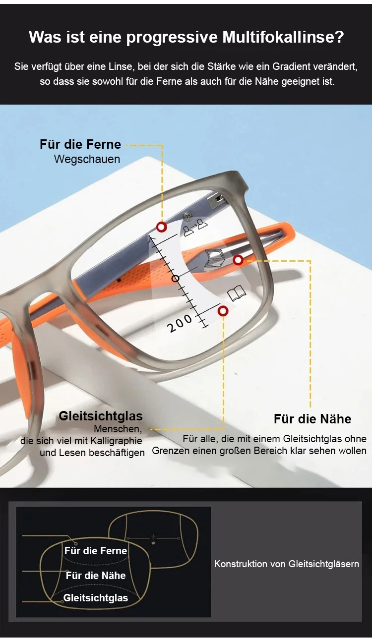 Durable sports reading glasses with stylish frame