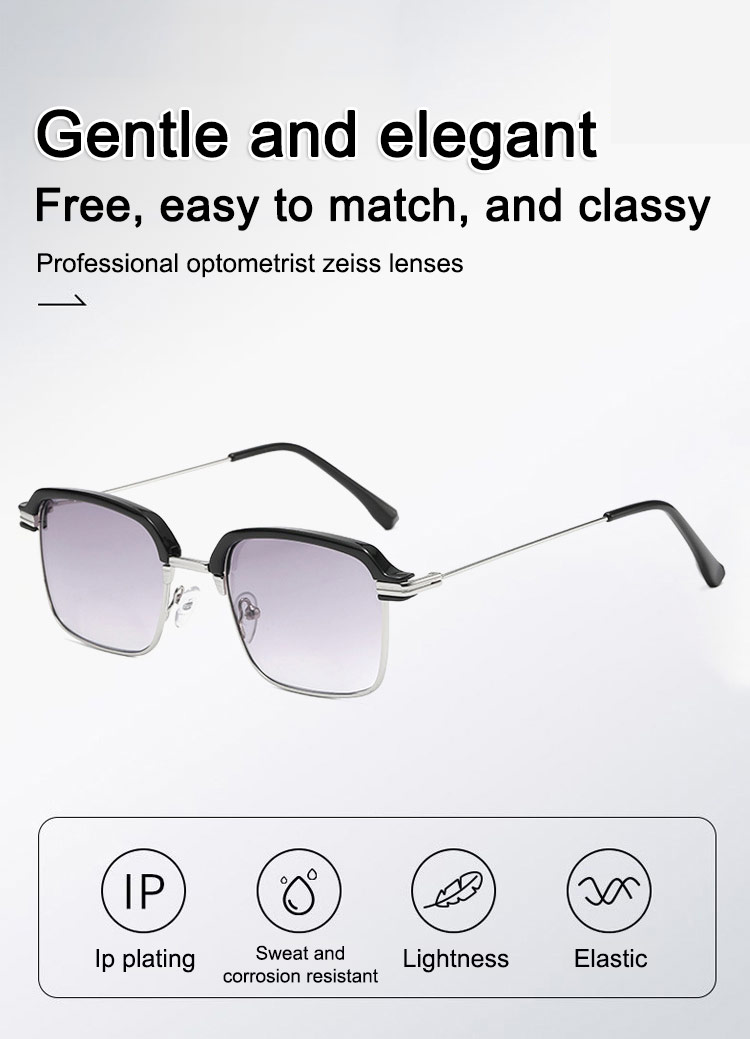 Close-up of 2-in-1 progressive reading and sunglasses frame