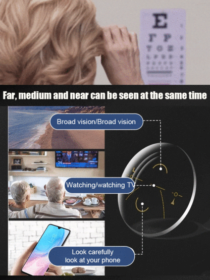 Multi-focus Ultra-light Brushed Semi-rimless Triple Protection Reading Glasses