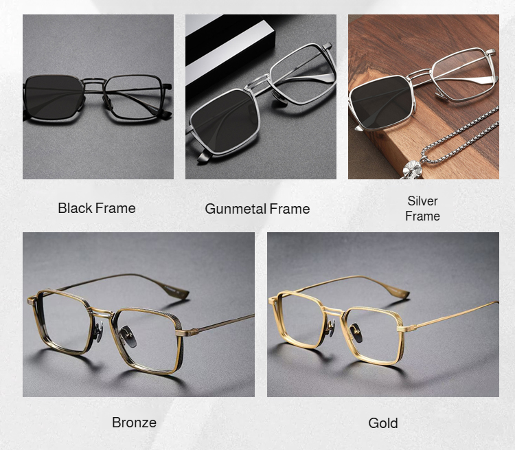 Titanium Alloy Photochromic Progressive Multifocal Reading Glasses Front View