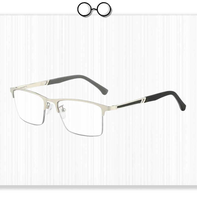 Multifocal Photochromic Metal Semi-Rimless Reading Glasses