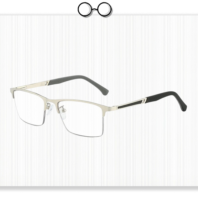 Multifocal Photochromic Metal Semi-Rimless Reading Glasses