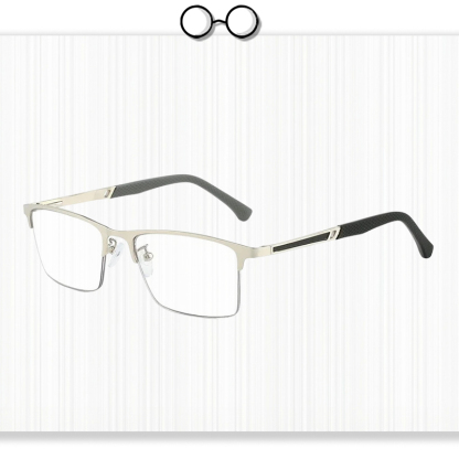 Multifocal Photochromic Metal Semi-Rimless Reading Glasses