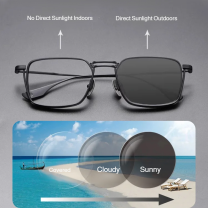 Titanium Alloy Photochromic Progressive Multifocal Anti-Blue Light Reading Glasses