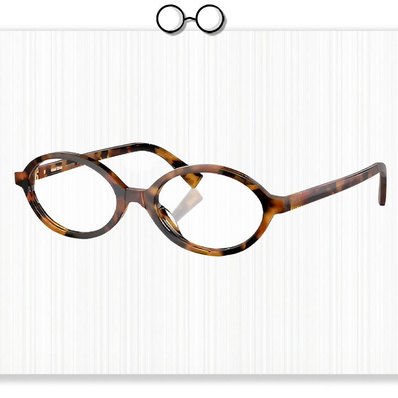 Vintage Leopard Print Oval Reading Glasses, Japanese Style No-Makeup Look