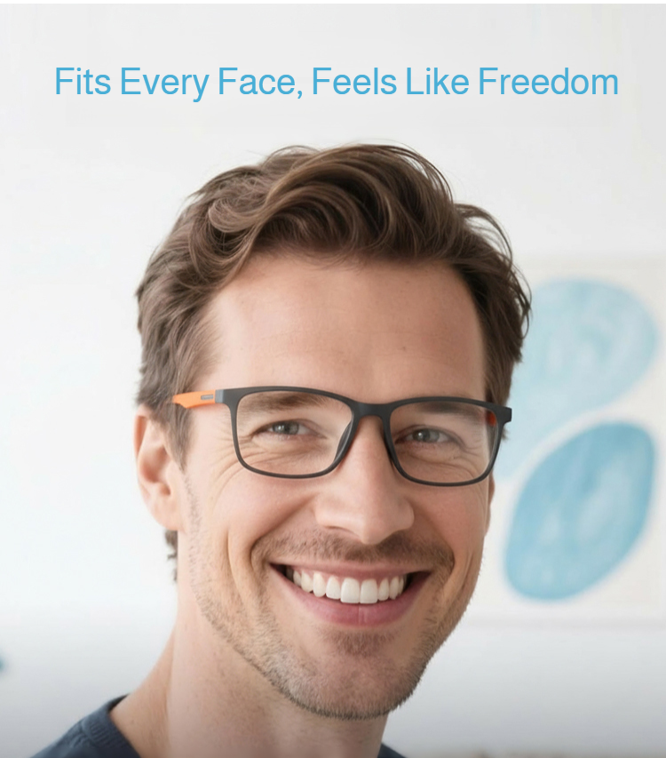 Close-up of anti-fog HD lenses on reading glasses