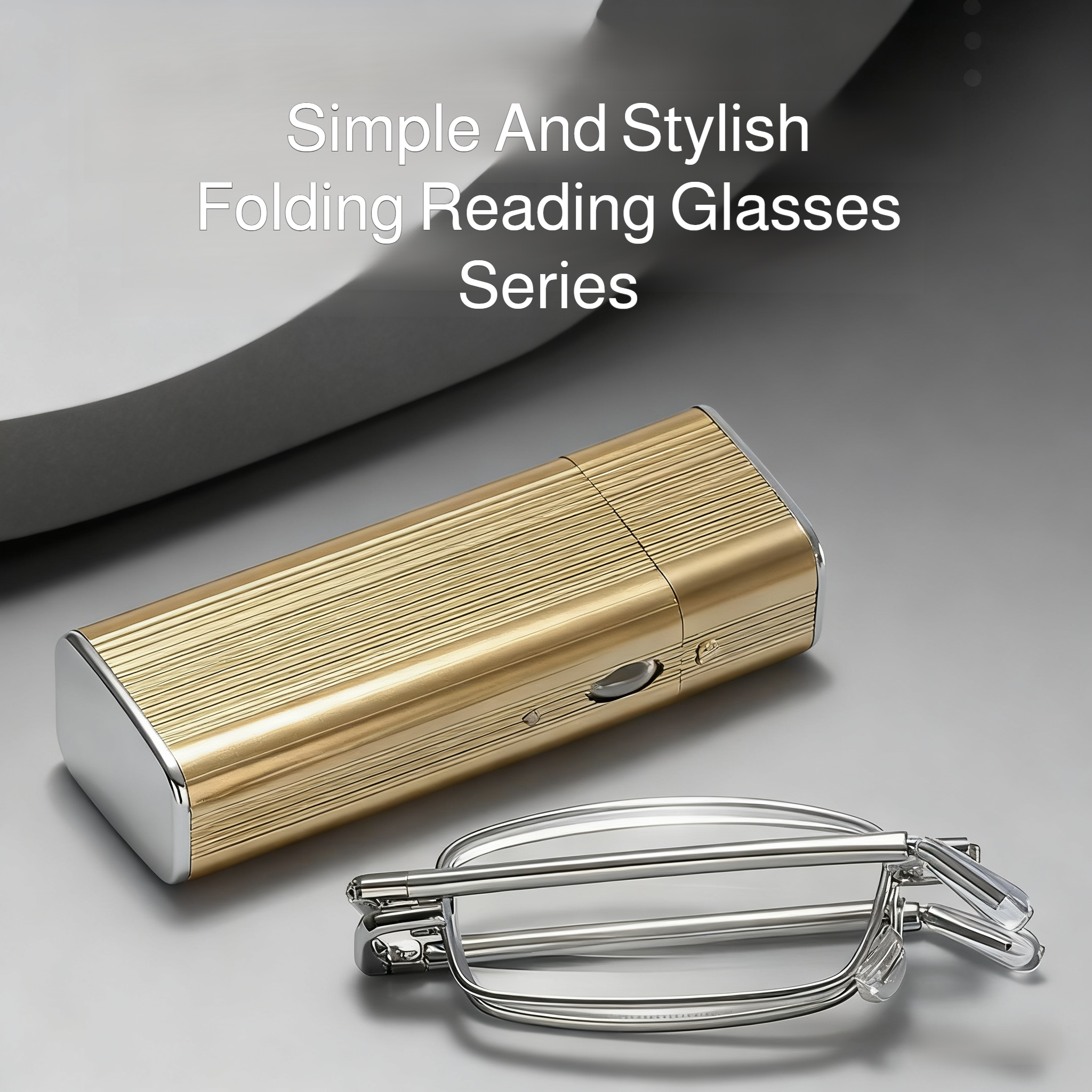 Retractable foldable anti-radiation reading glasses on white background