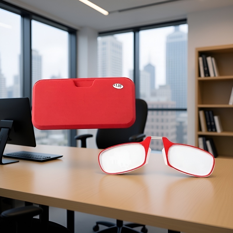 Compact reading glasses with anti-slip nose pads