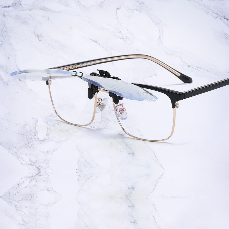 Blue light blocking clip-on for women's reading glasses