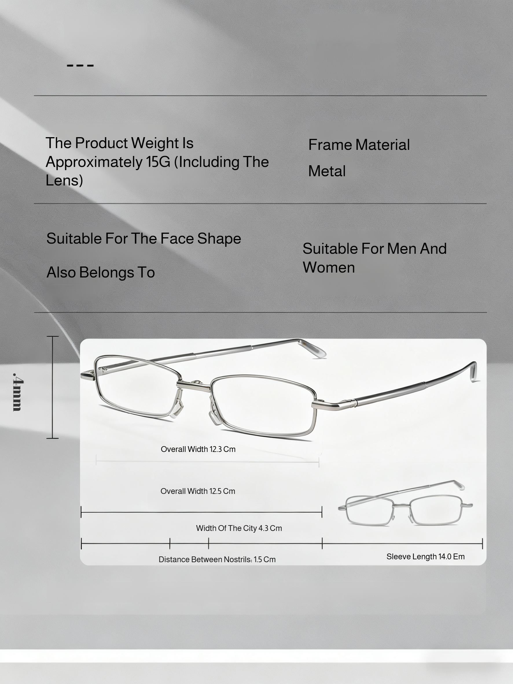 Retractable Foldable Anti-Radiation Reading Glasses