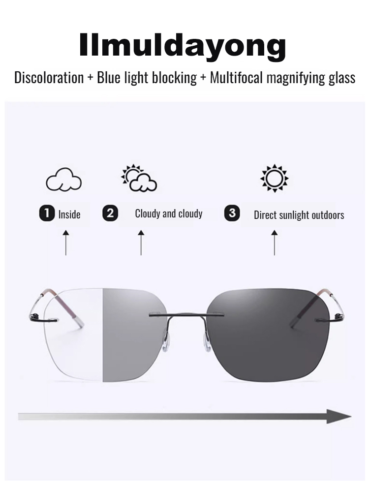 Automatic light adjusting reading glasses outdoors