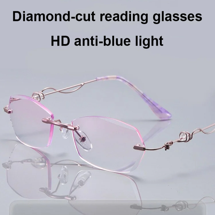 Fashion Rimless Diamond-Cut Blue Light Blocking Glasses for Women