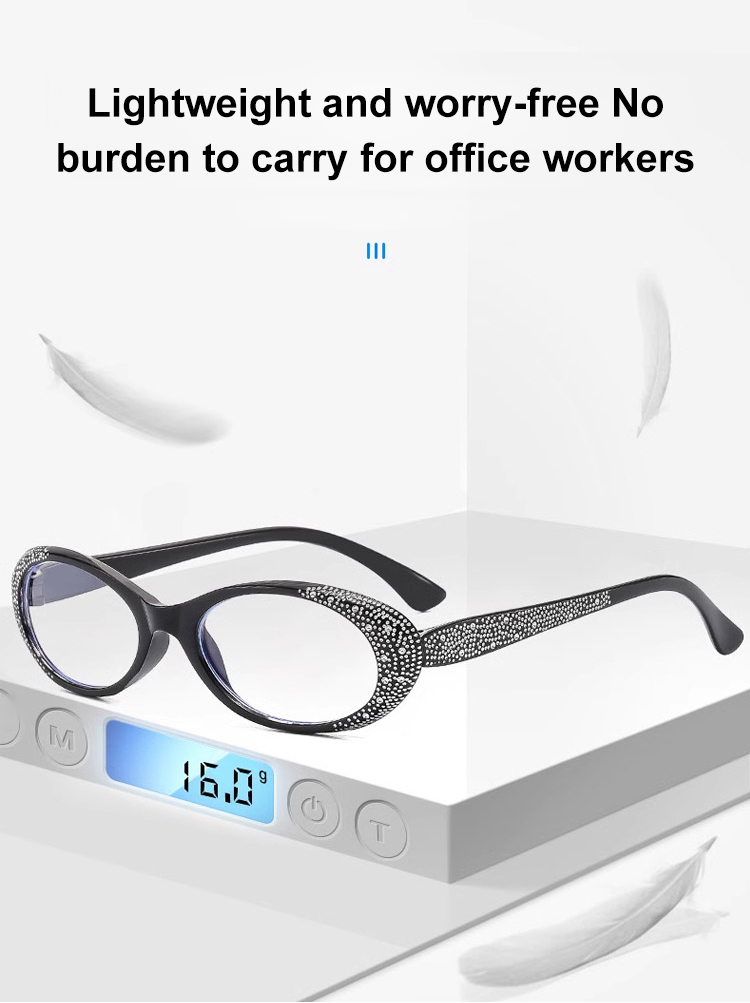 Fashionable diamond-studded anti-blue light reading glasses front view