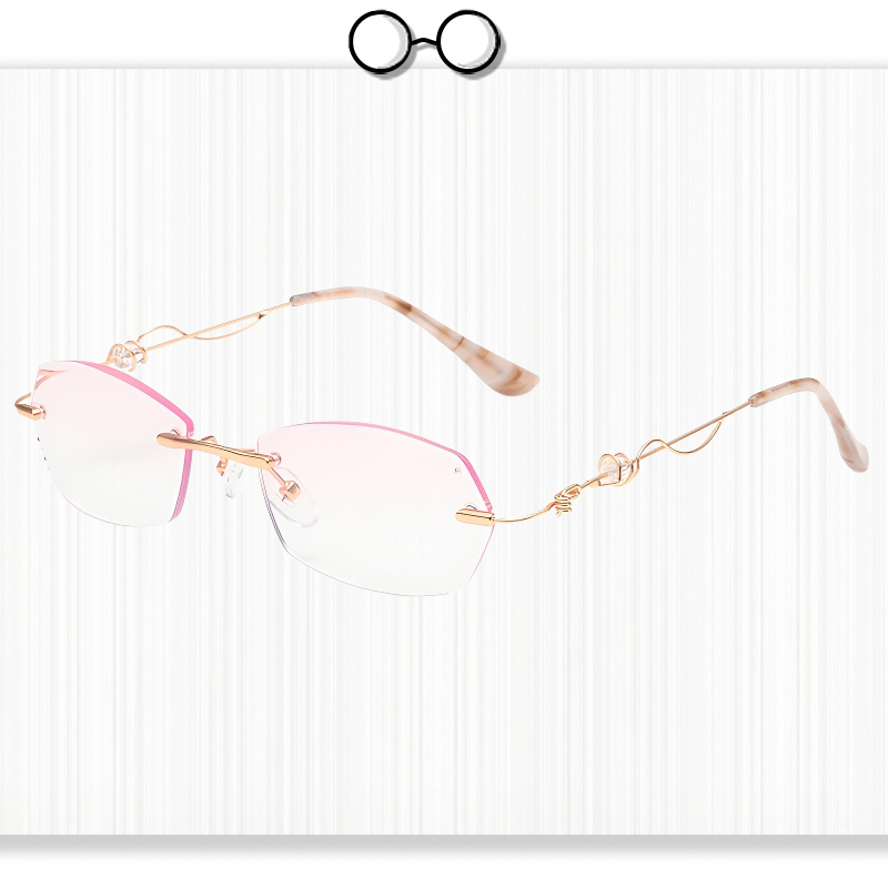 Fashion Rimless Diamond-Cut Blue Light Blocking Glasses for Women