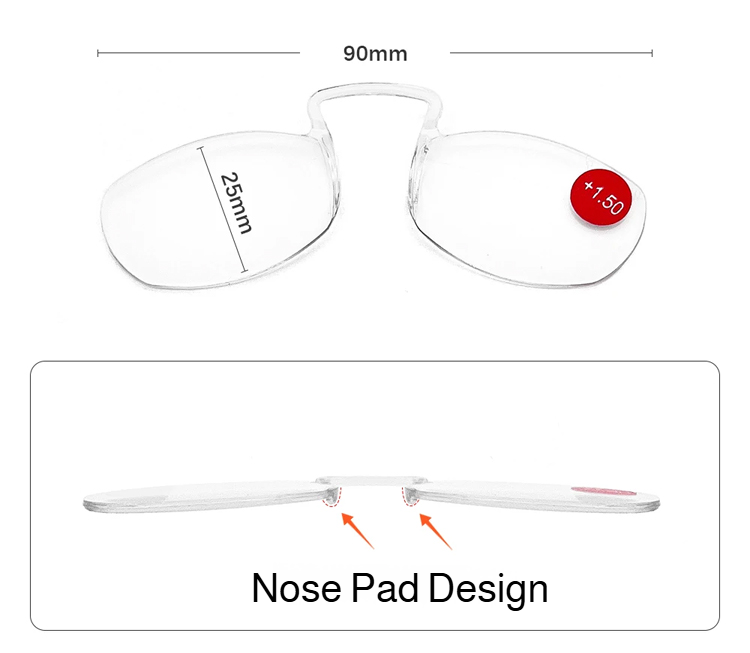 Mini spectacles with comfortable nose pads