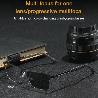 Multifocal Photochromic Metal Semi-Rimless Reading Glasses