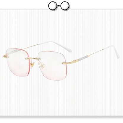 Stylish Rimless Reading Glasses with Blush Accent 