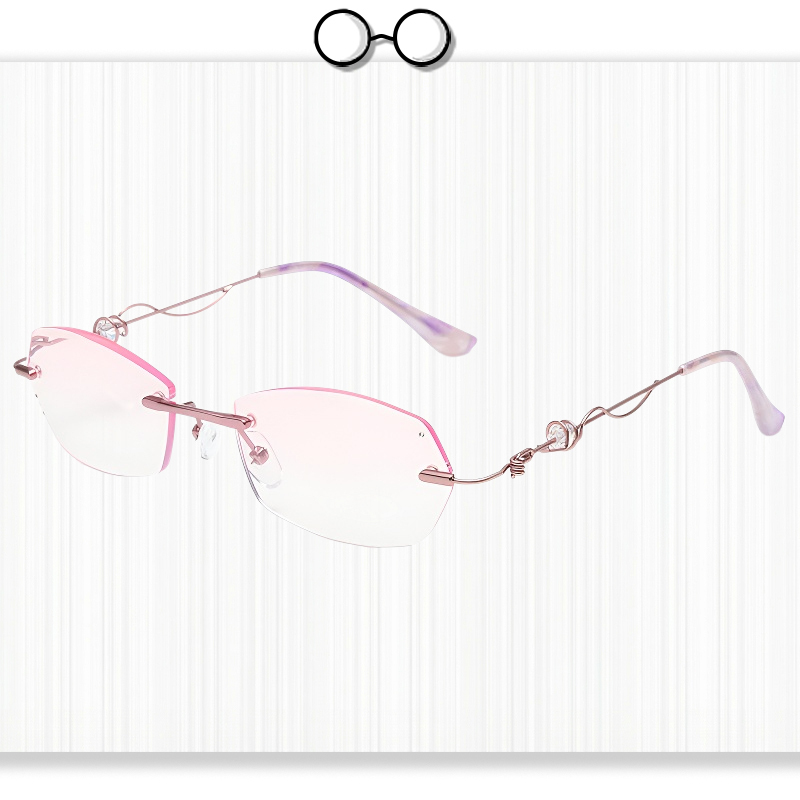 Fashion Rimless Diamond-Cut Blue Light Blocking Glasses for Women