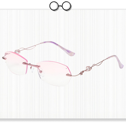 Fashion Rimless Diamond-Cut Blue Light Blocking Glasses for Women