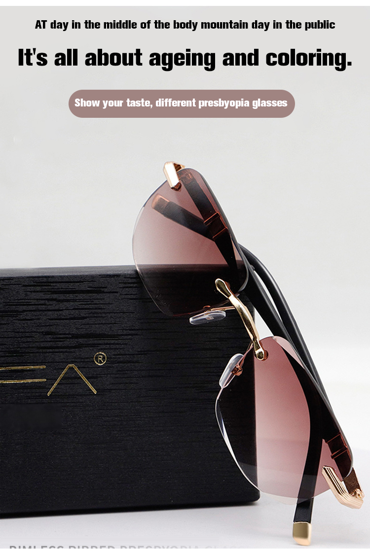 Close-up of zoom reading glasses showcasing adjustable lens