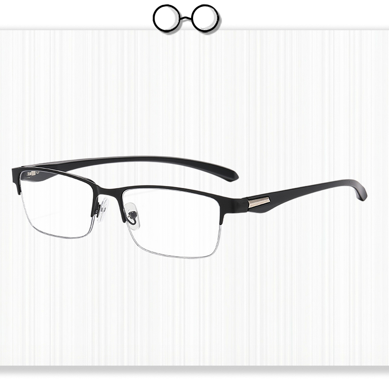 Multi-focus Ultra-light Brushed Semi-rimless Triple Protection Reading Glasses