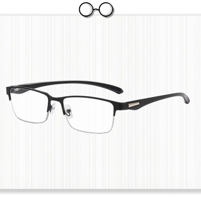 Multi-focus Ultra-light Brushed Semi-rimless Triple Protection Reading Glasses
