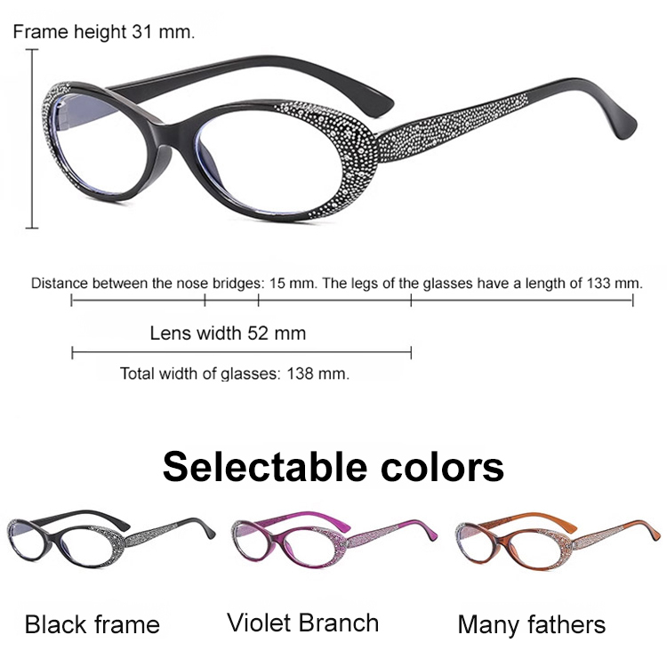 Fashionable Diamond-Studded Anti-Blue Light Reading Glasses