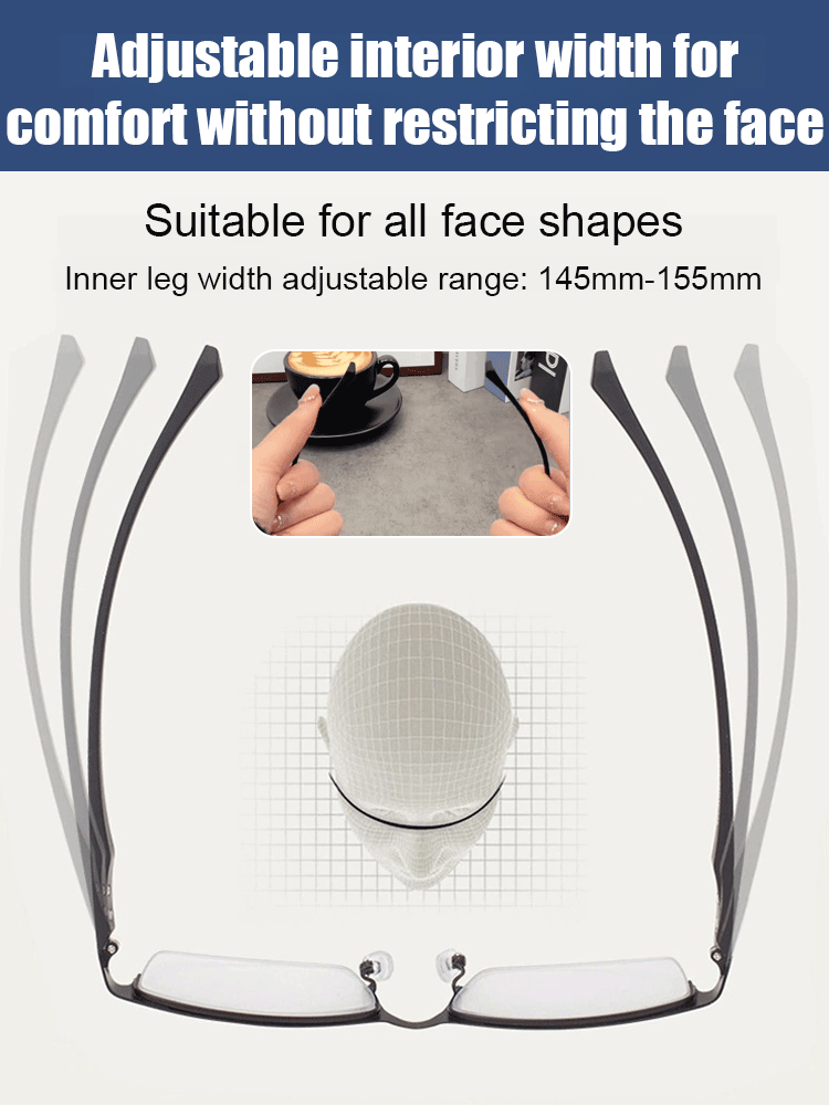 Multi-focus Ultra-light Brushed Semi-rimless Triple Protection Reading Glasses