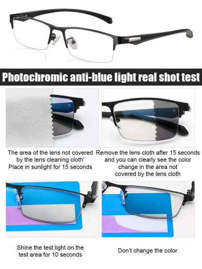 Multi-focus Ultra-light Brushed Semi-rimless Triple Protection Reading Glasses