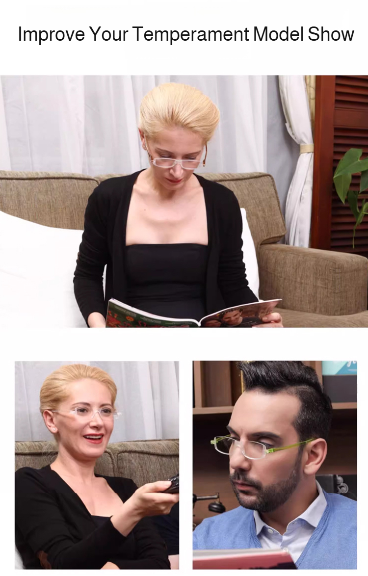 Close-up of portable reading glasses frame