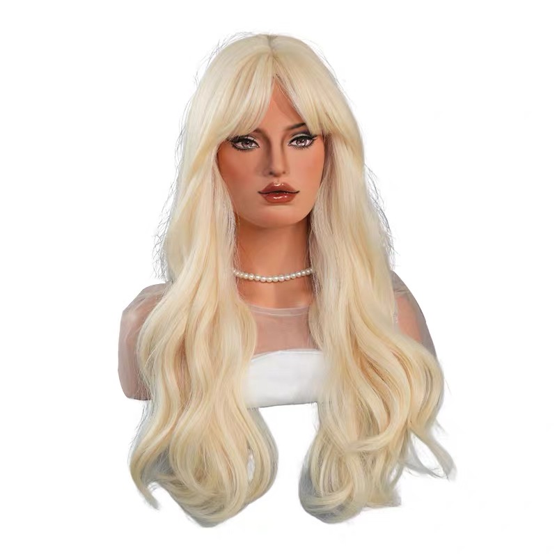 Gold Long Curly Hair Wig – Luxurious Volume, Natural Shine & Effortless Elegance