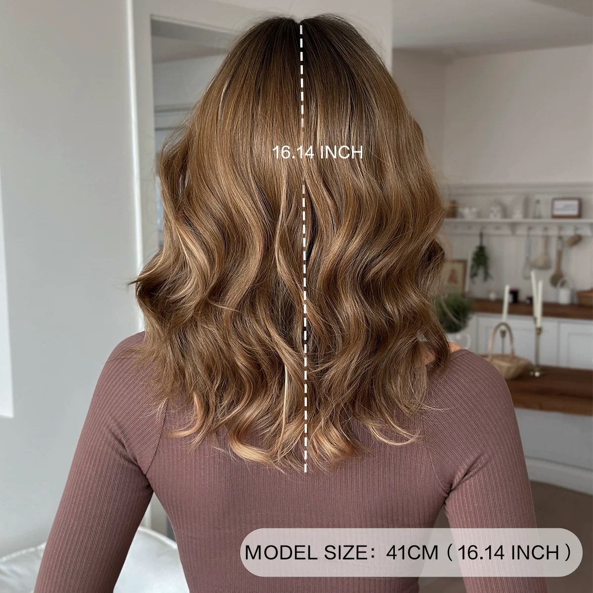 Brown Long Wavy Hair Wig – Natural Look Soft Flowing Waves for Everyday Wear